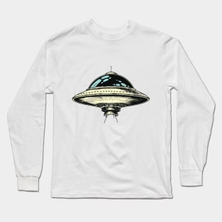 Retro Flying Saucer Long Sleeve T-Shirt